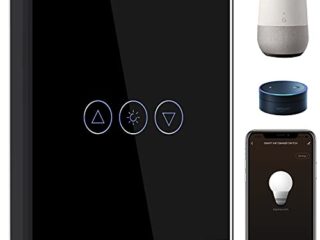 BSEED Interruptor de Atenuador Inteligente Negro,WIFI Interruptor regulador de luz compatible con Amazon Alexa y Google Home,Control de APP y Función de Temporizador,Interruptor de luz inteligente