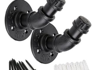 BTSKY 2 Pcs Percheros Ganchos Curvos en Forma de Tubo de Hierro Industrial Estilo Retro Fijado en Pared Práctico para Colgar Abrigos Sombreros Paraguas Cortinas, Tipo 2