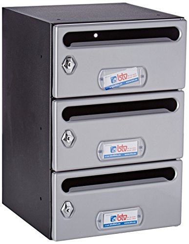 Btv - Conjunto buzon/es horizontal mercurio29 negro plata(3u)