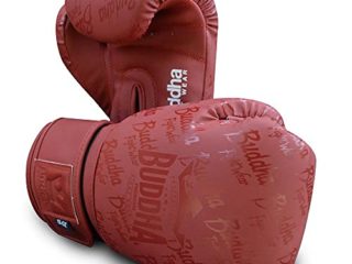 Buddha Fight Wear. Guantes de Entrenamiento y Combate, Special Edition, Fabricados a Mano, Boxeo, Muay Thai, Kick Boxing y MMA Modelo Top Premium Burdeos Mate 12 Onzas