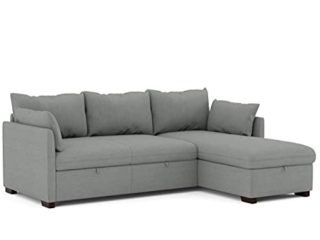 BUDWING Orlando Hogar Sofá Cama 3 Plazas Chaise Longue Esquinero Reversible Izquierda o Derecha con Arcón Tapizado Tela Sofá de Salon Decoración de Hogar Cojines y Tapicería 221 x 162 x 90 Gris oscuro