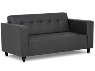 BUDWING Pedro Hogar Sofa 3 Plazas o 2 Plazas Pequeño Economico Salon en Polipiel Estrecho Negro Sofá de Salon Decoración de Hogar Cojines y Tapicería de Polipiel Piel Sintética 170 x 80 x 80