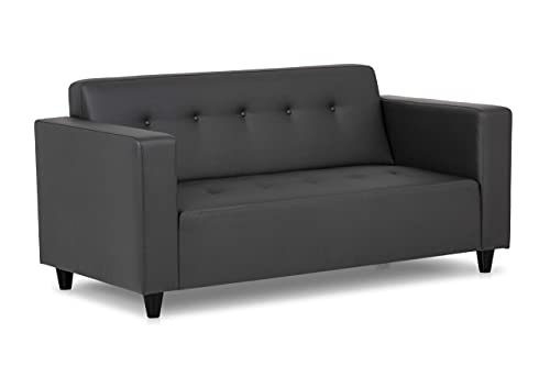 BUDWING Pedro Hogar Sofa 3 Plazas o 2 Plazas Pequeño Economico Salon en Polipiel Estrecho Negro Sofá de Salon Decoración de Hogar Cojines y Tapicería de Polipiel Piel Sintética 170 x 80 x 80