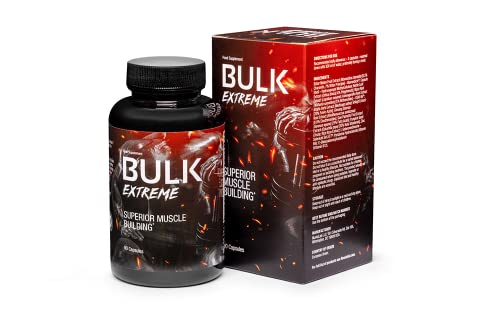 Bulk Extreme - Excelente desarrollo muscular, crecimiento muscular: hasta un 95%, para obtener más energía, testosterona, fuerza y ​​libido fuerte (90 cápsulas)