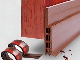 Burlete Puerta,DQMEN 100 x 5cm Burlete Bajo Puerta Burlete Autoadhesivo de Goma de Silicona, Antipolvo Aislamiento Acústico Prueba De Viento y Agua (2Pcs, Marrón)