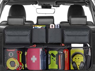 BURNNOVE Organizador de Maletero de Coche Bolsa de Almacenamiento de Maletero de Coche Impermeable Plegable de Gran Capacidad con 3 Correas Ajustables y 8 Bolsillos
