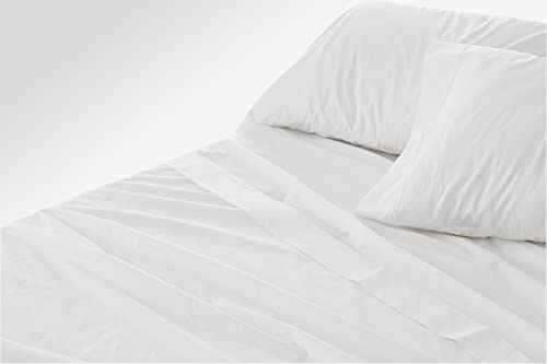 Burrito Blanco Sábanas de Hostelería | Juego de Sábanas 120x190/200 | Ropa de Cama Algodón/Poliéster | Fácil Planchado | Color Blanco | Disponible en Más Medidas