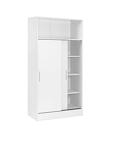 Buyqualia Armario despensa hogar Multiusos de Gran Capacidad con Puertas correderas en Color Blanco (Alto 157 / Ancho 82 / Fondo 38) cm