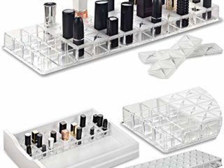 Byalegory Acrylic Lipstick Makeup Organiser With Removeable Silicone Support Inserts | 48 Spaces Fits Alex 9 Drawers