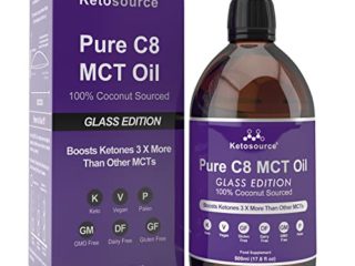 C8 MCT Aceite Puro | Produce 3 X Más Cetonas Que Otros MCT Aceites | Triglicéridos de Acido Caprílico | Paleo y Vegano Amistoso | Botella Sin BPA | Ketosource®