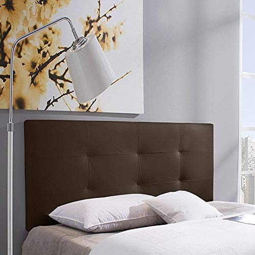 Cabecero tapizado Carla 140x60 cm Chocolate, para Cama de 135 cm, Acolchado con Espuma, 8 cm de Grosor, Incluye herrajes para Colgar