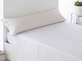 Cabello Textil Hogar - Juego de sábanas Blancas de hosteleria, con 3 Piezas, 144 Hilos, 30/27 pasadas, 50/50 (Cama de 150 cm (150_x_190/200 cm))