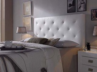 Cabezal tapizado Rombo 150X60 Blanco, Acolchado con Espuma, 8 cm de Grosor, Incluye herrajes para Colgar
