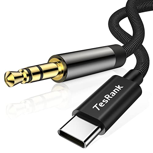 Cable Audio USB C a 3.5mm Jack,TesRank Cable Auxiliar Tipo C a Jack 3.5mm Macho Adaptador Audio Estéreo Aux Cable Conector para Móvil Tipo C,Auriculares,Altavoces,Coche,MP3,Ordenador-1M