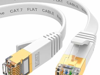 Cable Ethernet 5m, cat7 cable Ethernet de alta velocidad, cables de conexión LAN plana con conectores STP RJ45 para router, módem, más rápido que Cat5e/Cat5/Cat6/Cat6e - Blanco