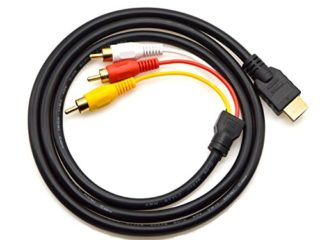 Cable HDMI a RCA, HDMI macho a 3 RCA AV compuesto macho M/M, adaptador de cable transmisor (no función de conversión de señal de entrada), transmisión unidireccional de HDMI a RCA, 1,5 m, color negro