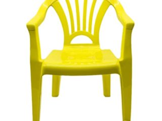 CABLEPELADO Silla Infantil plastico - reposabrazos - apilable - Interior - Exterior - Fácil Limpieza - terraza - Jardin - Juegos Color Amarillo