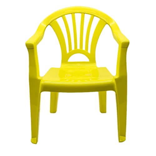 CABLEPELADO Silla Infantil plastico - reposabrazos - apilable - Interior - Exterior - Fácil Limpieza - terraza - Jardin - Juegos Color Amarillo