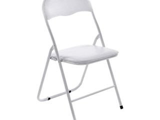 CABLEPELADO Silla Plegable Metalica - Silla Plegable Metal - Ligera - Hogar y Jardin - con Asiento y Respaldo Acolchados - Plegado Compacto Color Blanco