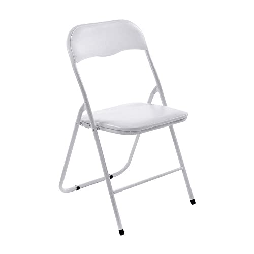 CABLEPELADO Silla Plegable Metalica - Silla Plegable Metal - Ligera - Hogar y Jardin - con Asiento y Respaldo Acolchados - Plegado Compacto Color Blanco