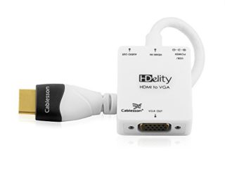 Cablesson Active HDMI a VGA - Blanco Conector de Video Femenino Cable Adaptador con Puerto de alimentaci?n y Audio Micro USB - 1080p, para PC, Laptop, DVD, Monitor de TV, BLU-Ray, Sky HD, Chromebook