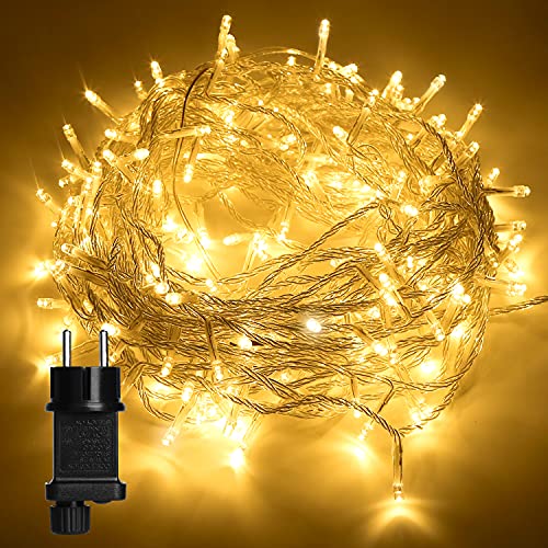 Cadena de Luces con Enchufe, 53M 400 LED Luces de Hadas, Luces de Arbol de Navidad, IP44 Impermeable Guirnalda Luz con 8 Modos, Guirnaldas Luminosas Decoración para Exterior y Interior, Fiesta, Boda