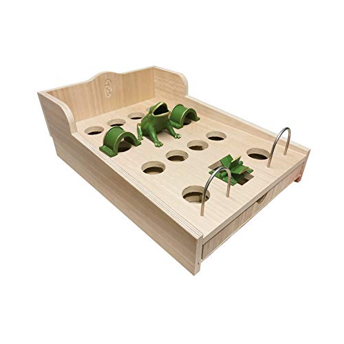 CADENAS ® - Juego de la Rana “14 Hoyos”, de Hierro Fundido, con Cajón de Madera (Sin Patas)