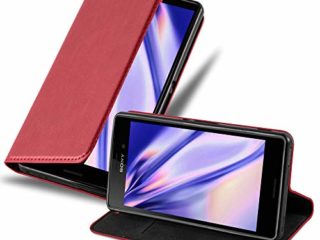Cadorabo Funda Libro para Sony Xperia M4 Aqua en Rojo Manzana - Cubierta Proteccíon con Cierre Magnético, Tarjetero y Función de Suporte - Etui Case Cover Carcasa