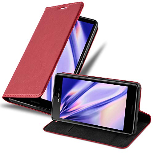 Cadorabo Funda Libro para Sony Xperia M4 Aqua en Rojo Manzana - Cubierta Proteccíon con Cierre Magnético, Tarjetero y Función de Suporte - Etui Case Cover Carcasa