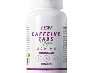 Cafeína Anhidra Pura de HSN | 120 Tabletas de 200 mg Cafeína Efecto Rápido | Dosis Elevada | No-GMO, Vegano, Sin Gluten