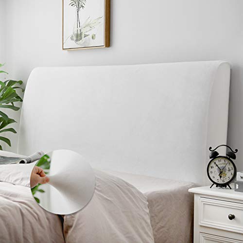 Caijin Funda de Cabecera de Cama, Protector de Funda de Cabecera de Cama, Tejido de Terciopelo Suave, Funda Protectora para cabecero de Cama (Blanco, Longitud de la cabecera：150cm-170cm)