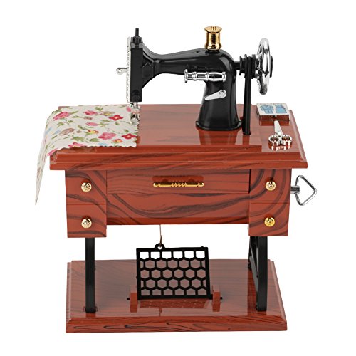 Caja de música Creativa , Caja de música de Madera Máquina de Coser Vintage decoración de mesa de regalo Retro juguetes de regalo de Navidad