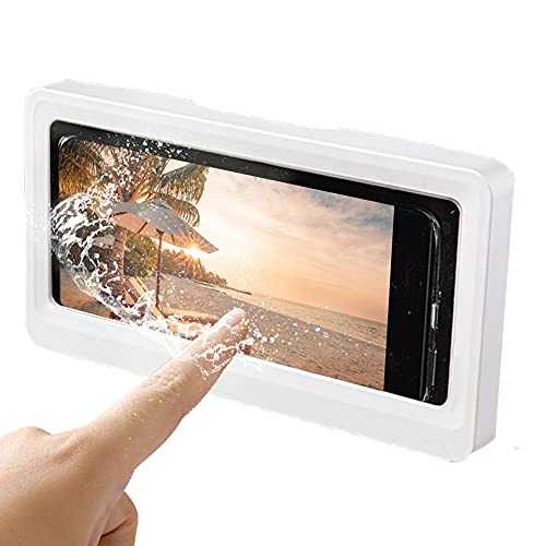 Caja para Teléfono de Ducha,Funda para Teléfono de Pared Impermeable,Pantalla Táctil para Baño Caja de Soporte para Teléfono Móvil,para Teléfonos de menos de 6.8 Pulgadas(Blanco)