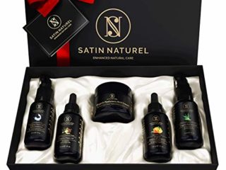 Caja Regalo Antiedad Orgánico Regalos Originales para Mujer - Serum Facial Antiarrugas Ácido Hialurónico y Serum Vitamina ACE, Crema Facial, Gel de Aloe Vera, Aceite de Argán - Regalos para Mujer