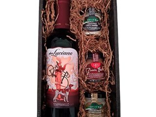 Cajita para Regalo Deliex, Vino Don Luciano Tempranillo 37.5cl y 3 Cremas (Paté, Queso de Torta y Queso de Cabra) para untar.
