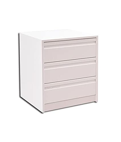 Cajonera para Armario, Completamente Montada, Frente Postformado, Color Blanco, 75 cm Ancho x 40 cm Fondo - 3 Cajones 16 cm. Alto 56.8 cm.