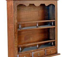 CAL FUSTER Estantería y platero de Madera Maciza rústico con cajones Mueble Auxiliar decoración para Cocina hogar. Medidas: 90x85x21 cm.