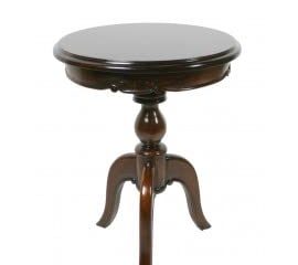 CAL FUSTER Mesa Auxiliar velador de Madera Maciza de Caoba con Talla. Medidas: 66xØ50 cm.
