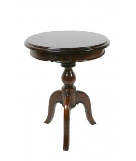 CAL FUSTER Mesa Auxiliar velador de Madera Maciza de Caoba con Talla. Medidas: 66xØ50 cm.