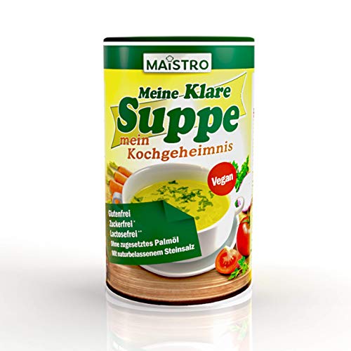 Caldo de vegetales veganos y condimentos, sin disparador alergénico, sin grasa de palma, simple, rápido y deliciosamente preparado. Sopa de verduras 900 g / 45 litros con sal de roca natural