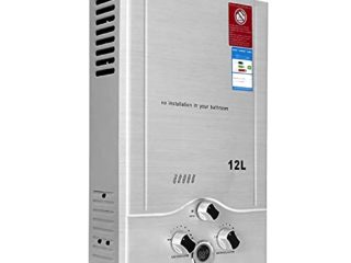 Calentador de Agua a Gas 12LPM,Calentador de Agua GLP de 24KW con Presión de Agua de Arranque Súper Baja de 0,2 bar,Operado con Butano y Propano