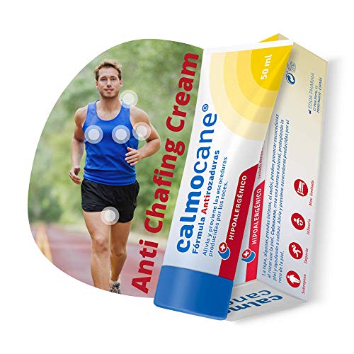 CALMOCANE Crema antirozaduras y antifriccion - Anti Rozadura Muslos mujeres - Crema antiroces badana ciclismo - Alternativa a la Vaselina deportiva - Roce Pezon Axila Muslos - No grasa - 50 ml