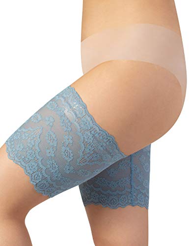 CALZITALY Bandas de Enlace para Evitar el Roce De Los Muslos | Bandas Elasticas De Encaje Anti-Friccion | Bandas Anti Rozaduras | Made In Italy (C: 63-66 cm, Azul)