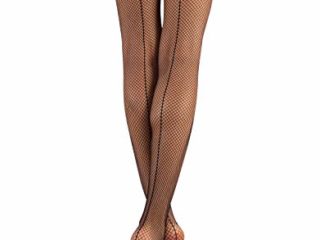 CALZITALY Medias Autoadhesivas de Rejilla Con Costura Posterior | Medias Autosujetadoras | Negro, Natural | Calcetería Italiana (S/M, Negro)