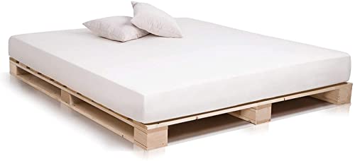 Cama de palets - Somier de palets - Base de Cama con palets - Estructura de Cama con palets (135 x 190, Madera)