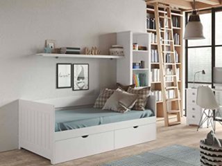 Cama Nido con Cajones Lacada en Blanco de 90x190