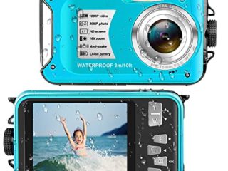 Camara Acuatica 10FT 1080P Full HD 30MP Camara de Fotos Acuatica, Camara Acuatica con Zoom Digital 16X antivibración para bucear con esnórquel