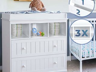 Cambiador – Incluye 2 cajones grandes y 3 compartimentos, 93,5 x 50 x 88 cm, color blanco – cambiador, cambiador, cambiador, mueble para bebé, cómoda para cambiador, organizador