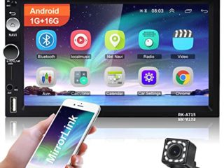 CAMECHO Android Radio Coche Bluetooth 7 Pulgadas Pantalla Táctil, Radio 2 DIN GPS con Enlace Espejo/WiFi/USB/SD/AUX/FM Reproductor de automóvil + Cámara Trasera