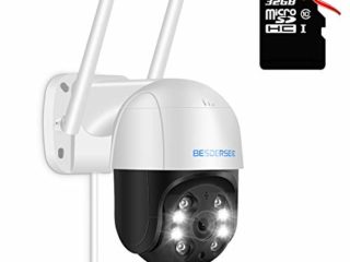Cameras de Seguridad WiFi, Camara IP Exterior WiFi 1080P HD, Camera IP WiFi Impermeable IP66 con Audio de Dos Vías，Visión Nocturna 50M en Color Detección de Movimiento Monitorización，con Tarjeta 32G